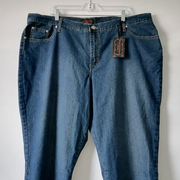 NWT House Of Freedom Jeans Womens Blue High Rise Stretch Denim Straight Size 26P - Picture 2 of 7